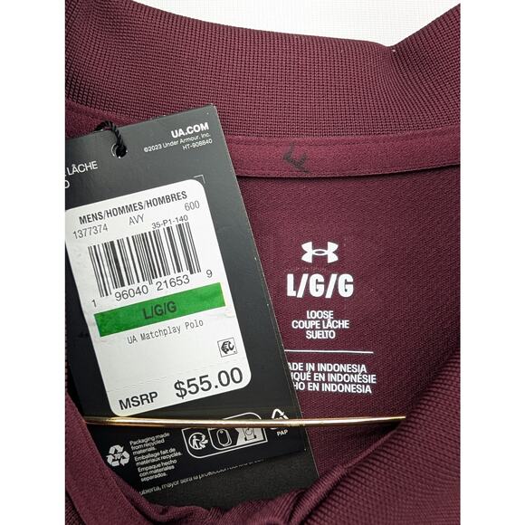 NWT Under Armour Men's UA Matchplay Polo in Dark Maroon size Large - Picture 3 of 5